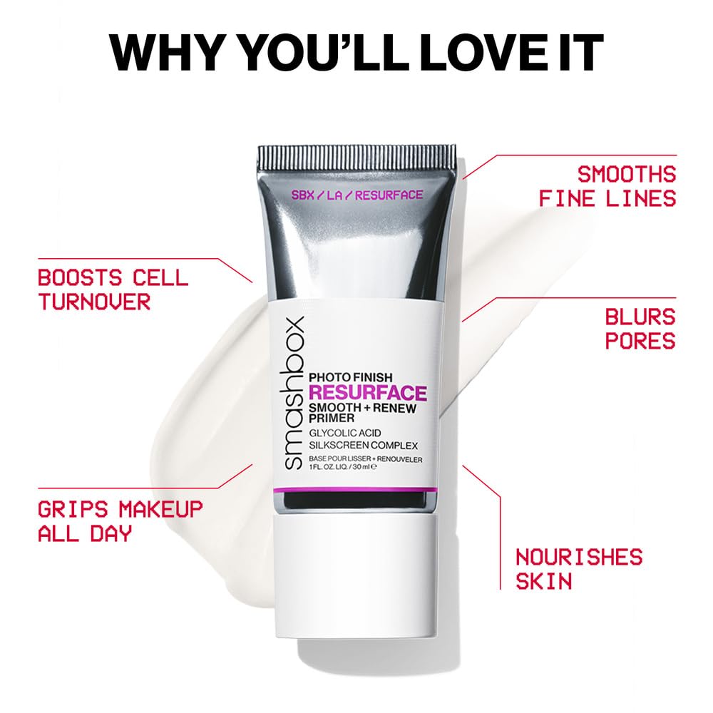 Smashbox Photo Finish Resurface Primer Serum | Smooths Texture, Locks in Makeup, Gently Exfoliates For Brighter Skin | 3.5% Glycolic Acid - Image 5