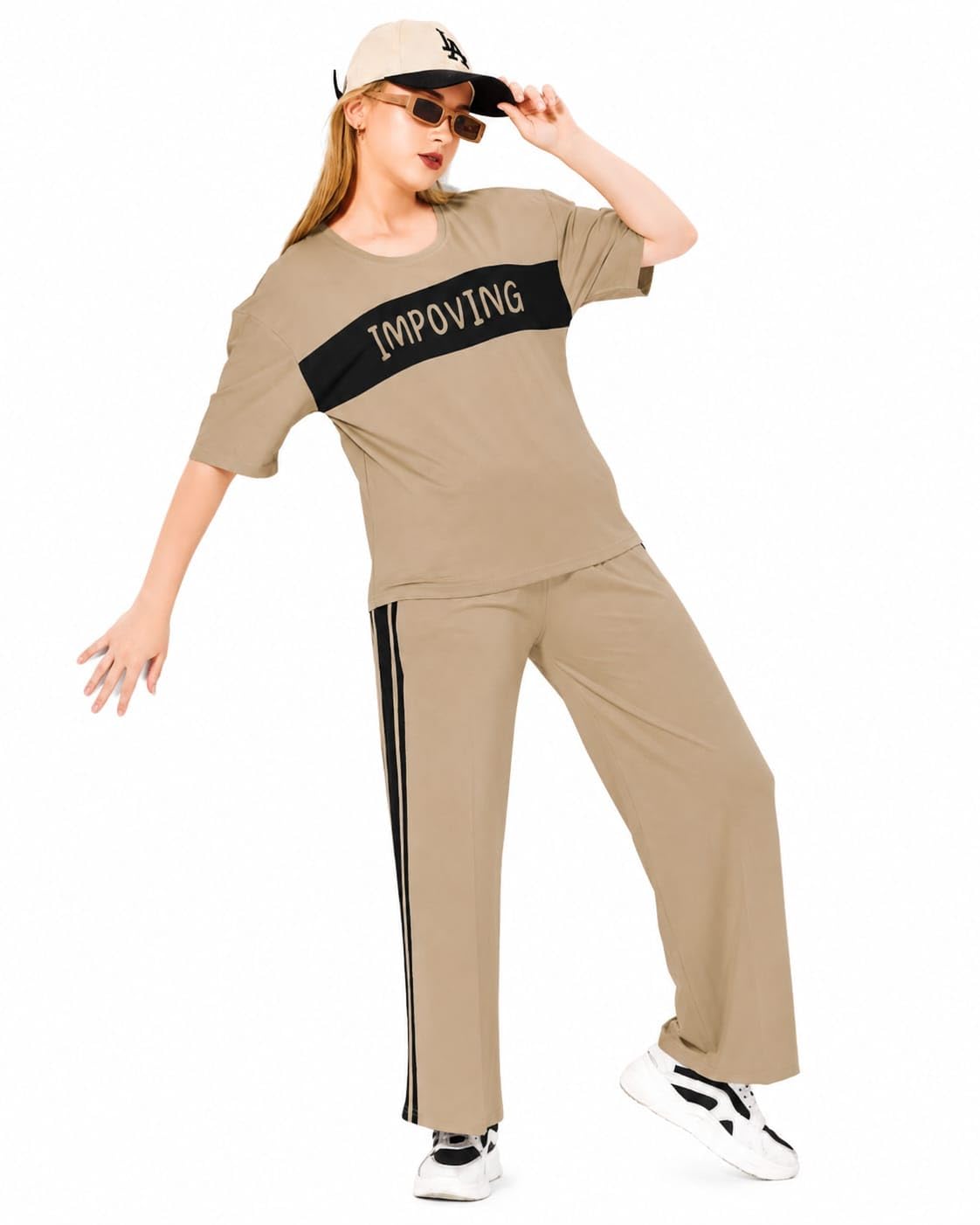 Womens Tencel Co-ord Set |Oversized Printed T-Shirt & Palazzo Pant Set | Soft Breathable Loungewear for Women | Casual Travel,Airport & Dailywear Outfit-picture-43