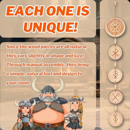 Rune Chain - Prosperity, Good Luck, Love, Protection, Home Protection Bindrune Hanger, Decoration Norse Pagan Bind Runes, Rustic Norse Viking Circular Bind Rune Protection Wood Hanging Decor - Image 4