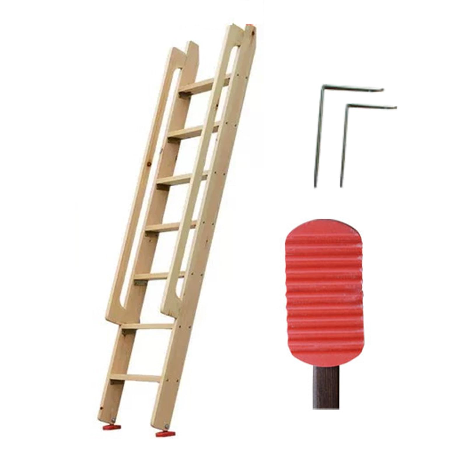 Escaleras para Áticos Escalera de Madera para Ático, Escalera de Incendios, Escalera para Loft con Alfombrillas de Goma Antideslizantes + Herrajes, Escalera de Carga para Subir Al Ático para Literas(N