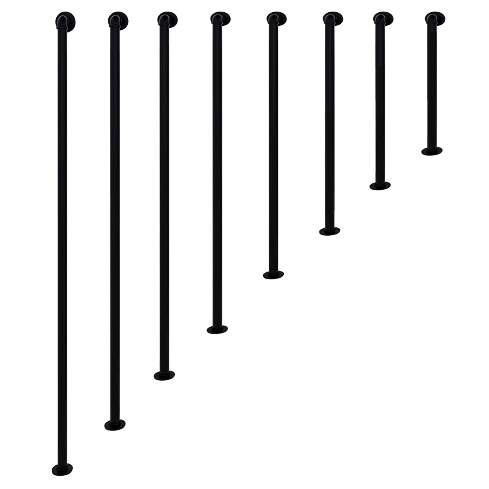 GLDYTVF Modern Simple Style Stairs Handrail,Wall Mount Wrought Iron Railing,Side Mount L-Shaped Round Column Staircase Banister,for Garage Porch Garden Decoration Hand Rail(Size:120cm/47.2