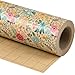 WRAPAHOLIC Kraft Floral Wrapping Paper Roll - Mini Roll - 17 Inch x 9.8 Feet - Spring Summer Garden Flower Design Perfect for Wedding, Bridal Shower, Birthday