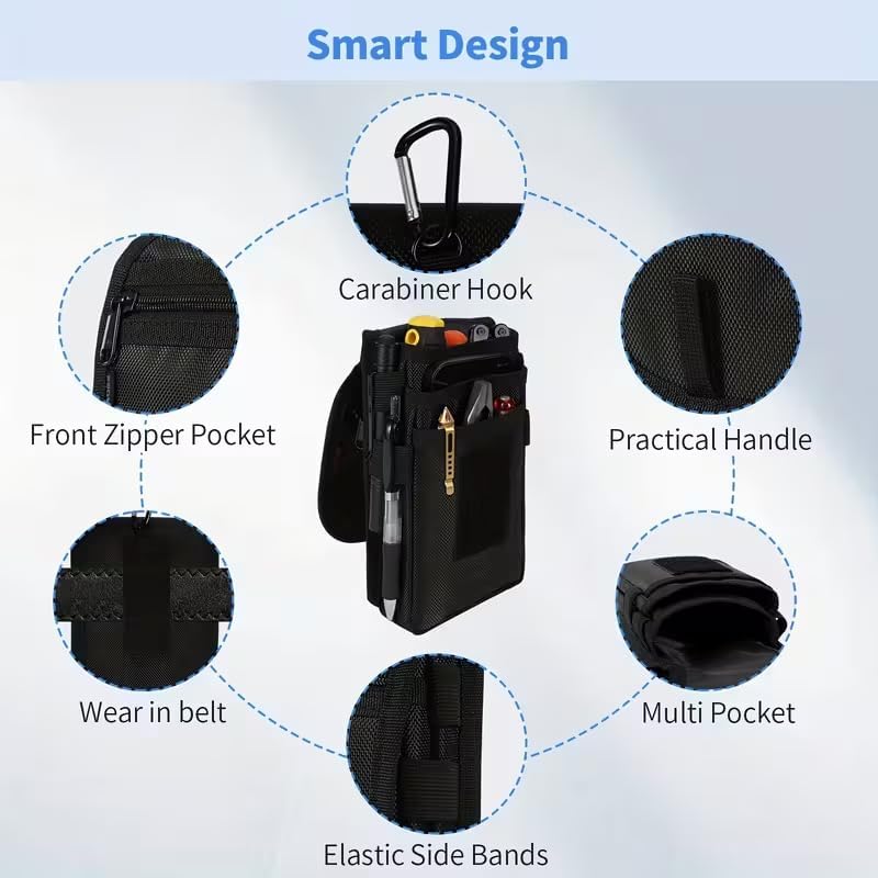EDC Gear Management Bundle – Dual-Purpose Holster Pouch: Tactical Belt Sheath + Detachable Pocket Organizer for Tools & Phone