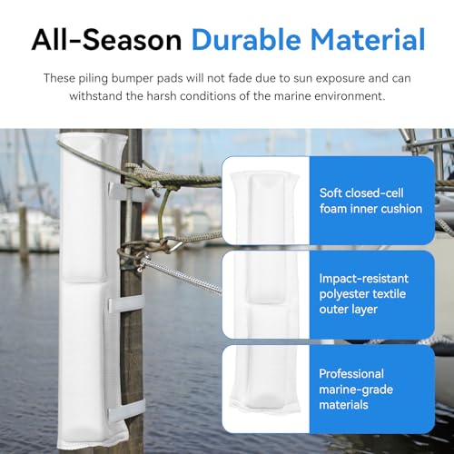 DB4 Dock and Post Bumpers 3ft, Piling Post Bumper for Boat Dock Vertical Dock Fender, Pier Bumpers for Docking Piling Bumpers Marine Dock Pole Bumpers for Pontoons Sailboats Yachts Mooring Protection by LEWEREST - Image 3
