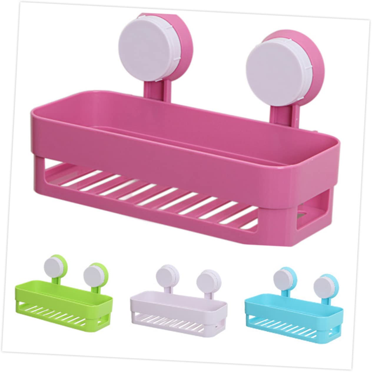PRETYZOOM Suction Cup Storage Rack Heavy-Duty Bathroom Shower Shelf Organizer Waterproof Plastic 1 Suction Cup for Corner Use