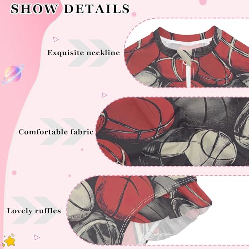 Basketball Girls Long Sleeve Swimsuit UPF 50+ Rashguard Swimwear One Piece Bathing Suit for 3-12 212208374