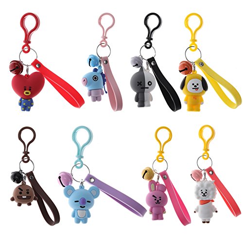 Preisvergleich Produktbild HughFan Kpop BTS Schlüsselanhänger, Metall / Acryl Schlüsselbund Sammler Schlüsselring Bangtan Boys Anhänger Armee Fans Geschenk(8 Pcs)