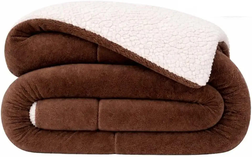 Coberdrom Sherpa Plush Dupla Face Cobertor Manta Inverno Macio Casal Queen Solteiro (TABACO, SOLTEIRO)