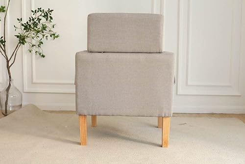 Miniatura 8 de TAKUKA Silla moderna color caqui tapizada con sillón de tela otomana y reposapiés, cómodo sofá individual de lectura para sala de estar y dormitorio