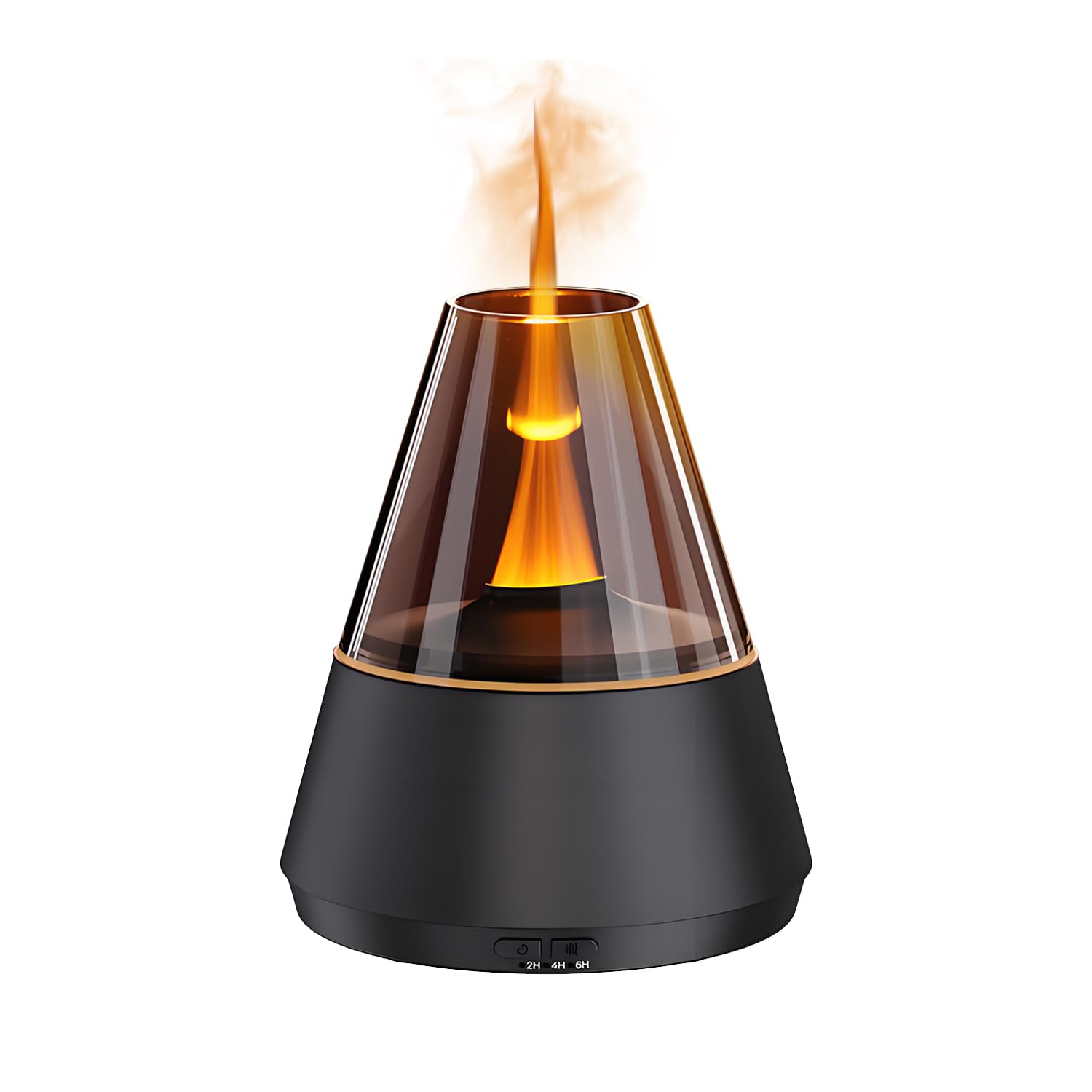 QUMOX Diffuseur d'arômes A9 Flame 150 ml – Humidificateur d'huiles essentielles avec simulation de flamme et lumière ambiante changeante de couleur, minuterie 2 h/4 h/6 h, arrêt automatique, brume fra