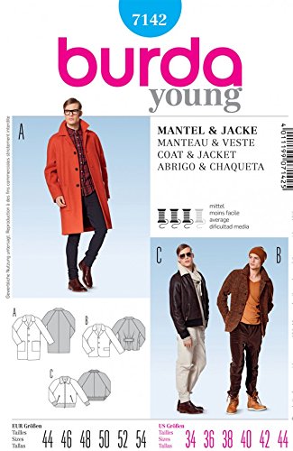 Patron Burda 7142 couture manteau veste homme classique