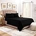 Anili Mili's Triple Stitch Embroidery Affordable 4 PC Bed Sheet Set - King Size, Black