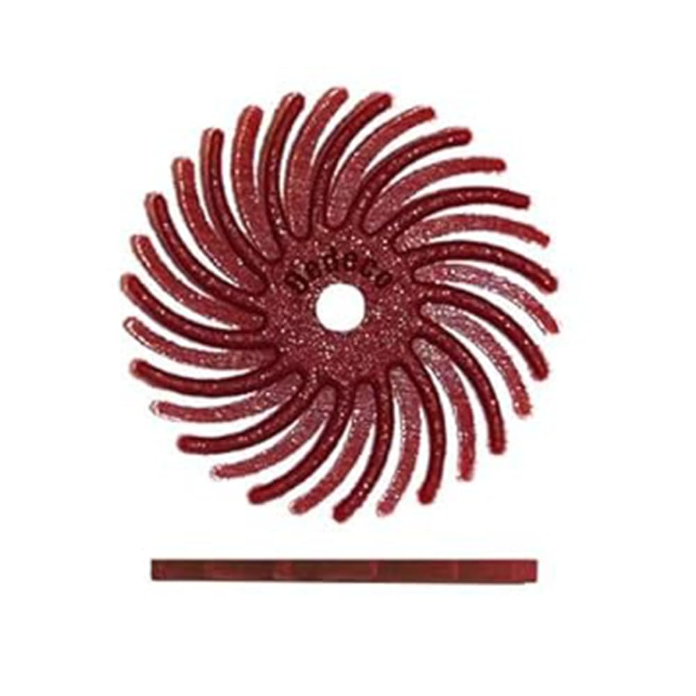 Dedeco Sunburst Radial Bristle Discs 48-Pack - 7/8" Curved - Red 220 Grit (Standard) - Aluminum Oxide for Polishing & Finishing