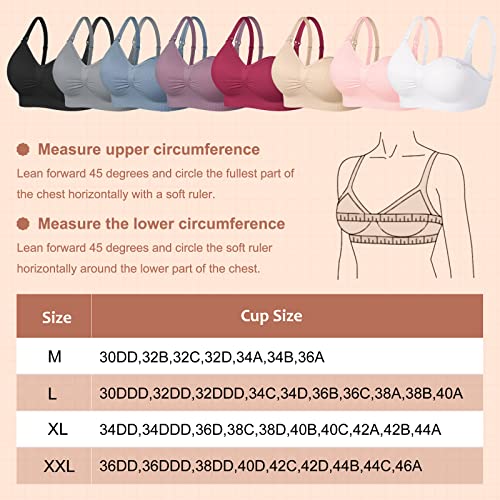 Jamrid 5 Pack Maternity Nursing Bras For Breastfeeding Seamless Hands Free Pumping Nursing Maternity Bra Bralette Underwear For Pregnancy (Black+Grey+Beige+Dusty Blue+Purplebean, L) #TOP6