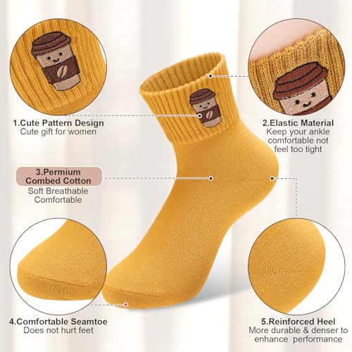 Image of Eurzom 10 Pairs Socks Womens Crew Elastic Ankle Length Cotton Socks Aesthetic Cute Lightweight Low Cut Gifts for Women
