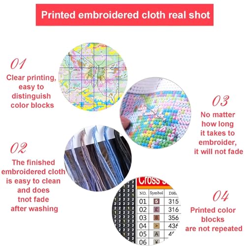 Image of Xinpinzhou Cat 11ct Cross Stitch Kits, 11 CT Funny Pre Printed Counted Stamped Cross Stitch Embroidery Needlepoint Needlework Patterns Kits for Beginners Adults Animal Crossstitch 40x40 cm