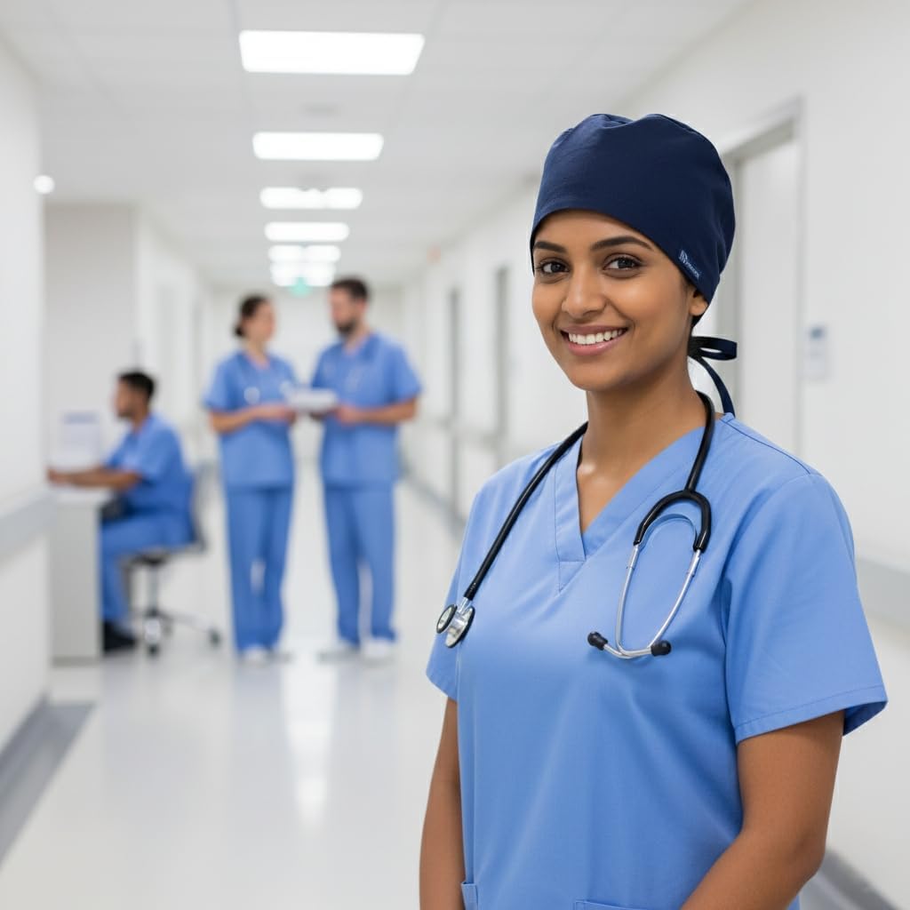 Surgical Cap for Women and Men – Wide Fit, Cotton Tie Back & Elastic – Non-Slip Medical Scrub Cap for Nurses, Doctors, Chefs