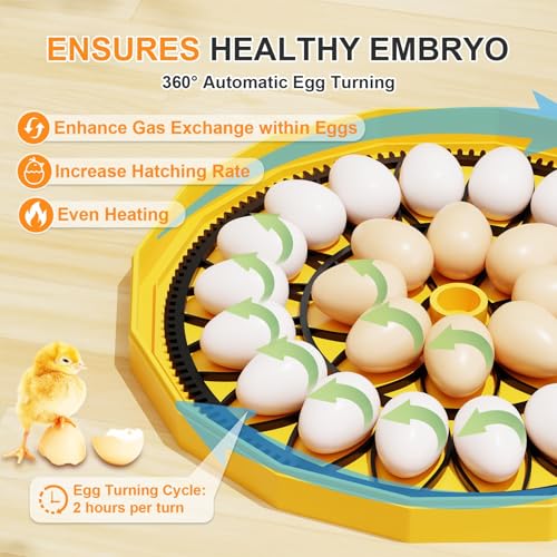 Incubadora de huevos con giro automático, pantalla LED digital y control de humedad para huevos de pollo, pato, codorniz, aves y palomas