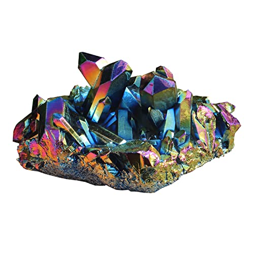 Lcgem Rainbow Healing Crystal Cluster, Natural Titanium Coated Rock, Irregular Quartz Cluster Home Decoration, Gemstone Specimen, Natural Geode Quartz Crystals, Reiki Crystal, Home Decorations Rock #TOP2