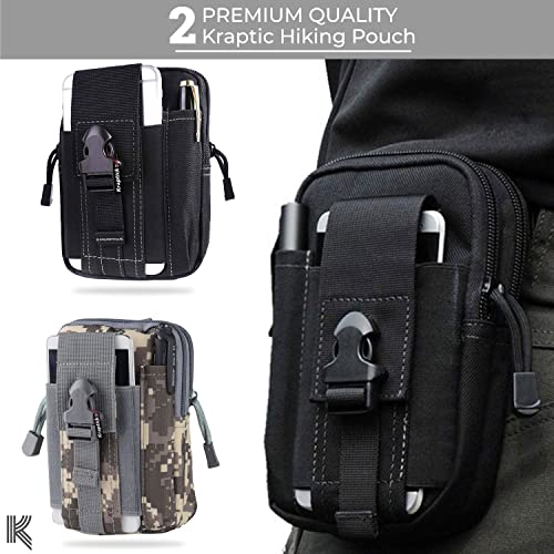 Image of Kraptick Multi-Purpose Water Resistant Waist Bag with Dual Compartment, Waist Bag Mobile Phone Holder, Waist Pack for Men, Women Camping Hiking Pouch (Black Grey & ACU Camouflage) (Combo of 2)