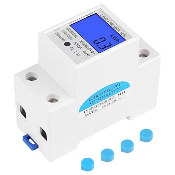 Generic Energy Meter, Single Phase Energy Meter 5-32A 110-130V 60Hz LCD Backlight Single Phase Energy KWh Meter DIN Rail Mounting