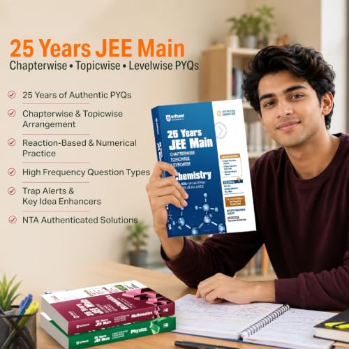 Image of Arihant 25 Years JEE Main Mathematics | Chapterwise Topicwise Levelwise 3500+ MCQs (2026-2002) for JEE Main & AIEEE | NTA Authenticated Answers & Topicwise Worksheets | Key Ideas, Concept Enhancer