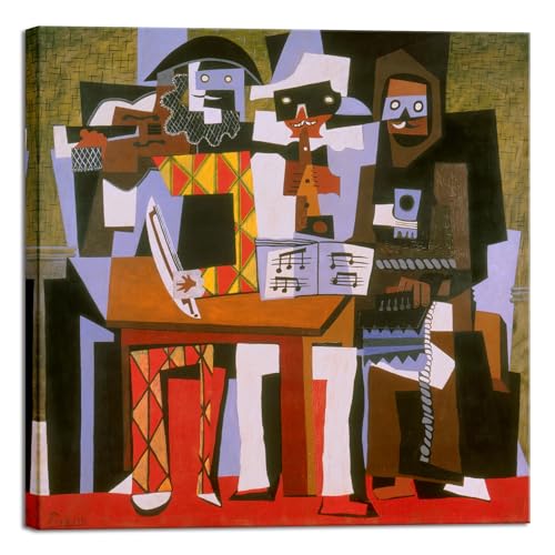 Wieco Art Canvas Prints Three Musicians 1921 by Pablo Picasso Abstract Canvas Wall Art for Wall...
