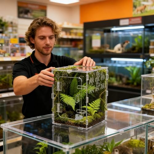 Terrarium pour araignée sauteuse en acrylique transparent avec caverne