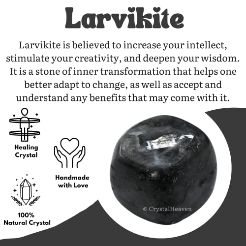 Image of Larvikite Crystal Healing Tumbled Stone, Natural Polished Crystals for DIY Crafts, Manifestation, Meditation, Pooja Feng Shui and Reiki Healing (30 Grams)