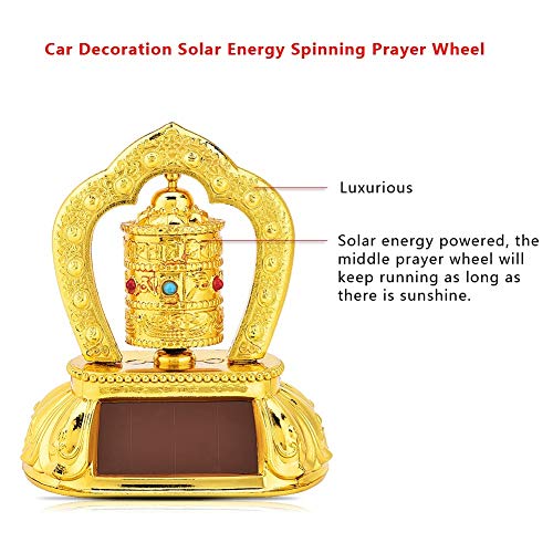 Ruiqas Tibetan Tibet Buddhist Solar Energy Spinning Prayer Wheel for Car Interior Decoration - Thumbnail 4