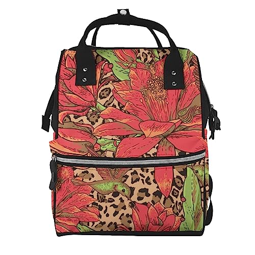Sac à dos ordinateur fleur rouge et sac à langer multicolore