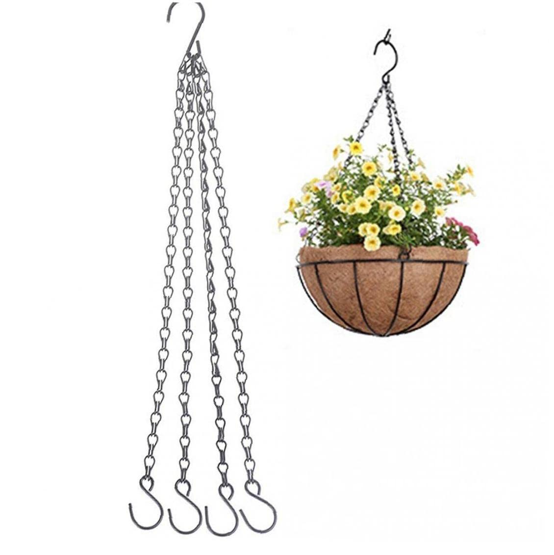 St4u Black Hanging Baskets Chains 1Pc 4 Leads Hanging Chains Flower Pot Hanger Replacement Plant Hangers For Planters And Lanterns 15.75 Inch