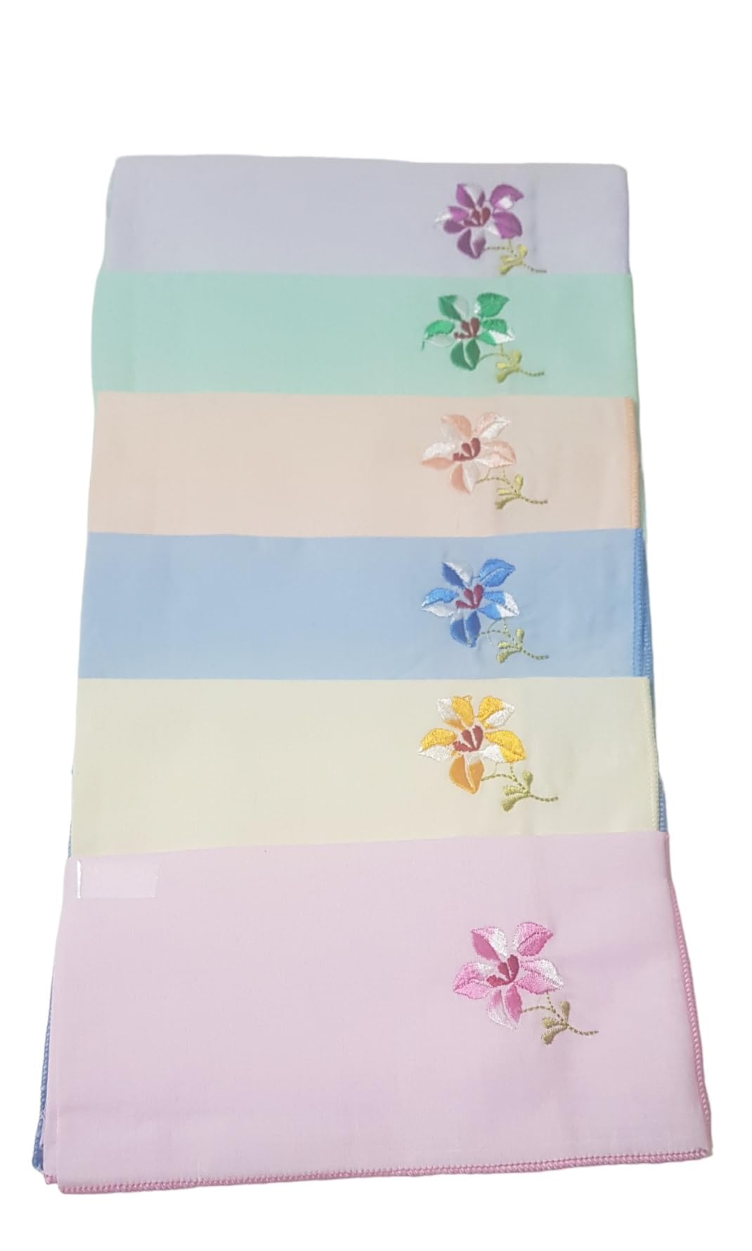 ANVIK Women/Lady Cotton Embroidery Floral Handkerchief .Hanky for Kids Girls for School Size 33cm by 33 cm (Multicolour) Pack of 6 (Multicolour) 2