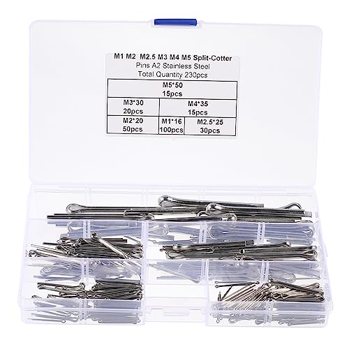 CHILDWEET ステンレススチール スプリットコッターピンキット 230個 アソートサイズ M5 ファスナークリップ 自動車 車 ガレージ メカニック Gb91 整理ケース