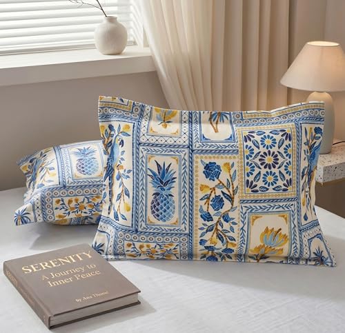 Image of VAS COLLECTIONS Cotton Pillow Cover Set of 2 (17x27 Inches) | Ultra Soft Breathable Pillow Cases for Bed | Skin Friendly, Fade Resistant & Comfortable Pillow Covers for Bedroom Decor (Multicolor)