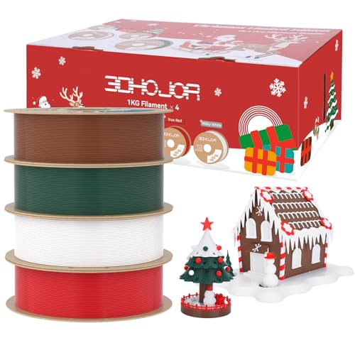 Image of 3DHoJor PLA+ Filament 1.75mm 3D Printer Filament + 1kg*4 Christmas Special Bundle Cardboard Spool Dimensional Accuracy + /- 0.03 mm - (True red /Milky White /Brown /Pine Green)