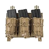 Click-in Hook & Loop 223 308 Pistol + Rifle Magazine Triple Pouch Placard (Tan)