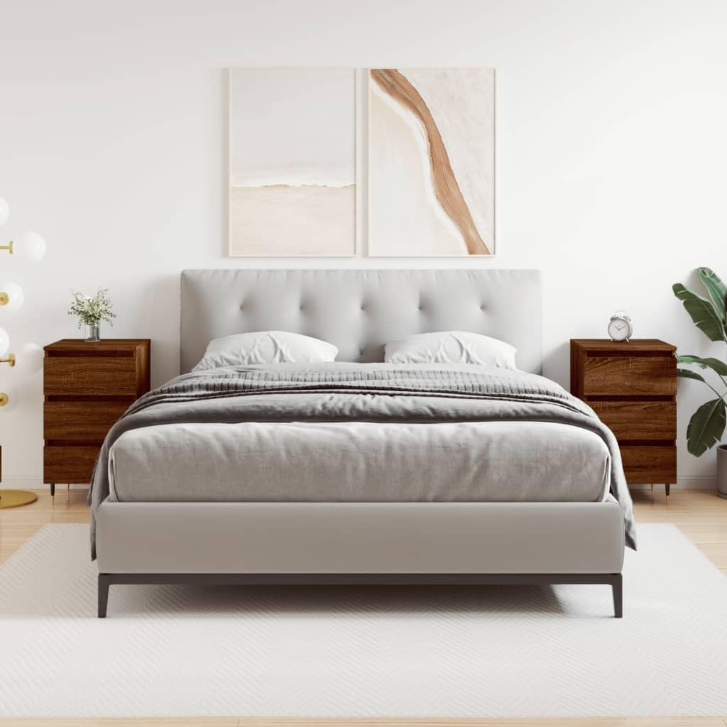 Tables de chevet 2 pièces chêne marron pour sublimer votre chambre à coucher