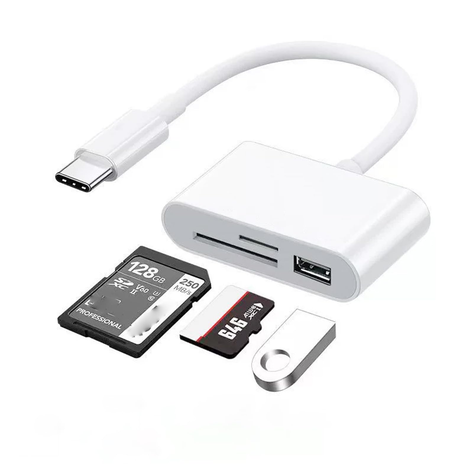 USB C SDカードリーダー for iPhone 15 16 iPad、iMac、iPad Pro Air Mini、Androidノートパソコン、その他のUSBタイプCデバイス用3 in 1 USB-Cメモリトレイルカメラカードアダプター