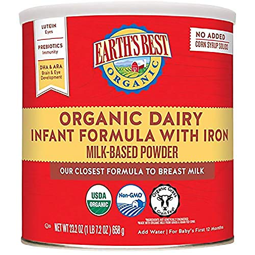 Earth's Best Organic Premium Dairy Infant Formula with Iron, 23.2 Ounce (Pack of 4)