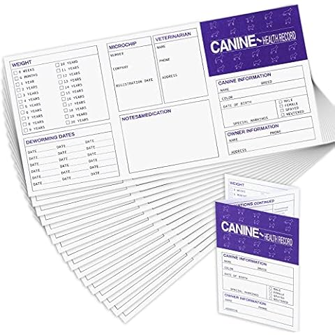 Eaasty 48 Pack Dog Vaccine Record Book Puppy Vaccination Record Card Foldable Puppy Vaccines Shot Record Canine Health Record Booklet Dog Nursing Supplies for Canine Health Cover