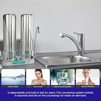 Smart Countertop Water Filter System | Crystal Quest (Double, Stainless Steel)