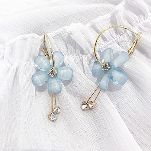 ANDPAI Elegant Romantic Bohemian Crystal Acrylic Rose Flower Dangle Drop Earrings Five Leaves Exaggerated Round Hoop long Tassel Earring for Women Statement Jewelry Gifts3