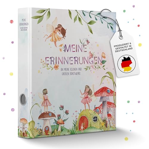 CALLUNA Sammelordner Meine Erinnerungen mit Griffloch Kindergarten Ordner Sammelordner Kindergarten ressourcenschonende Herstellung inkl. EXTRA Schatzsuche-Spiel Geschenk Fee