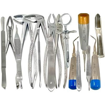 New Professional Premium German Stainless-32 Pcs Oral Dental Extraction Extracting Forceps, Dental Elevators, Forceps -All in One