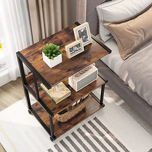 Tribesigns 3-Shelf Printer Stand With Storage, Rolling Printer Table Machine Cart With Wheels, Mobile Desk Organizer Shelves For Office And Home (Rustic Brown) #TOP6