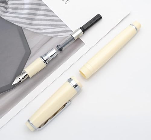 Miniatura 3 de JINHAO 82 - Pluma estilográfica con clip plateado (punta F 0.020 in, blanco marfil)