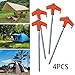 RNXRZANK 4X Tent Stakes, Tent Nails, Portable Camping Equipment, Ground Anchors Sturdy Ground Stakes Tent Pegs for Garden Outdoor, Orange