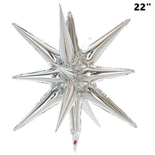 9Pcs Blue Red White Explosion Balloons For Independence Day - 22" 4Th Of July Spike Starburst Star Cone Balloon - American Memorial Day Foil Balloon For Patriotic Party Decorations #TOP1