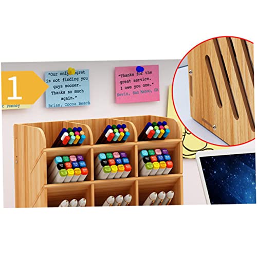 Porte-stylo multifonction STOBOK en bois avec plusieurs compartiments modulables - 4